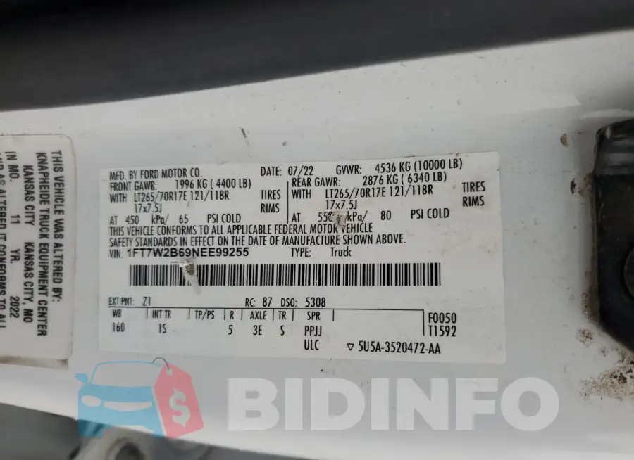 1FT7W2B69NEE99255 Photo# 12