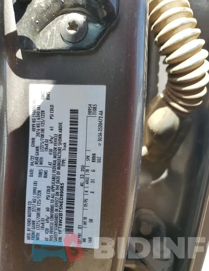1FT8W2BT5NED89085 Photo# 12