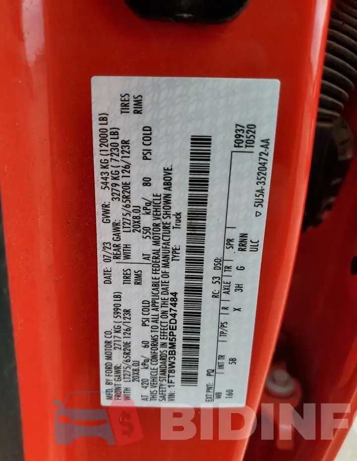 1FT8W3BM5PED47484 Photo# 12