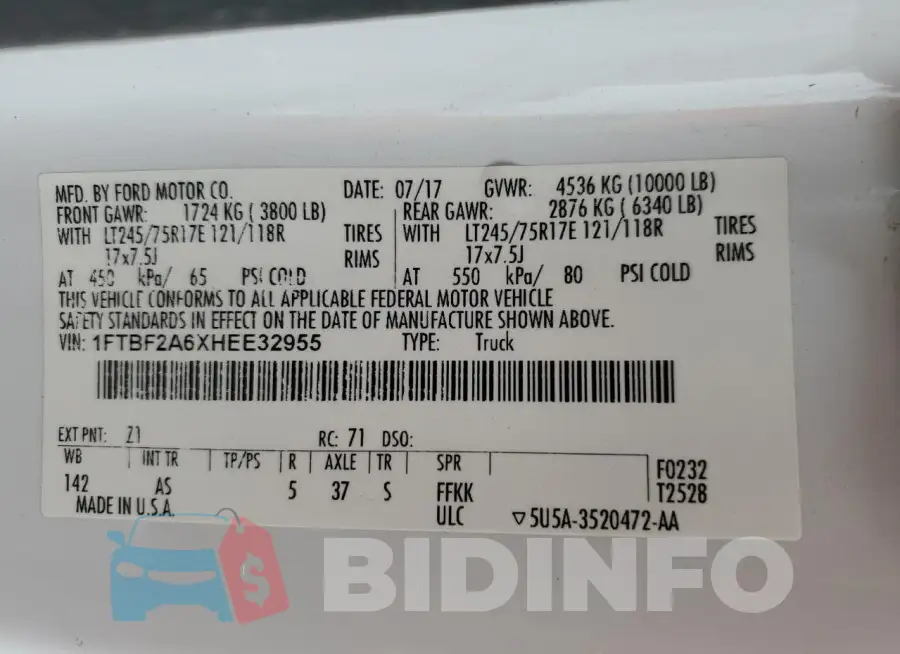 1FTBF2A6XHEE32955 Photo# 12