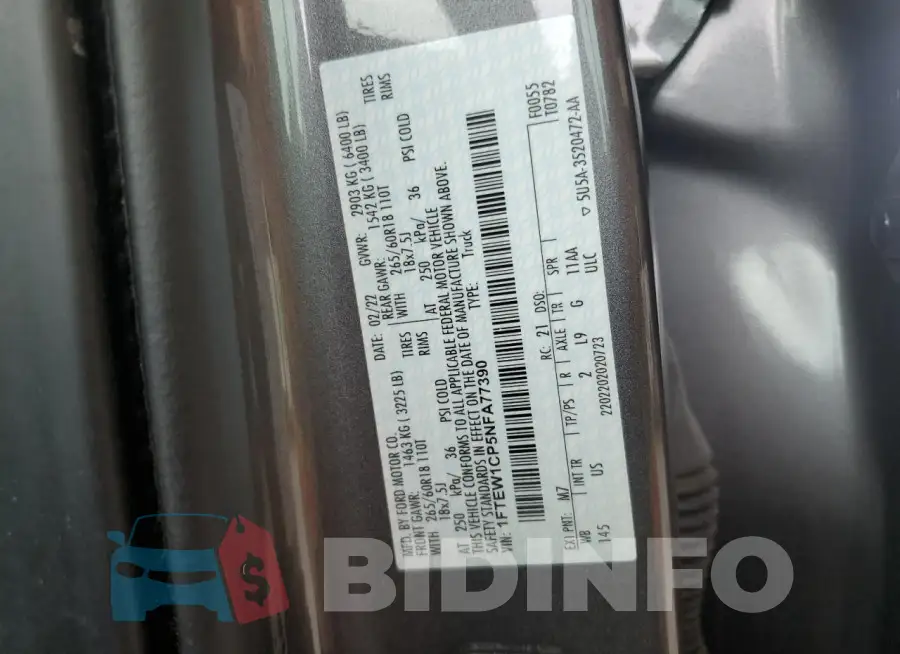 1FTEW1CP5NFA77390 Photo# 12
