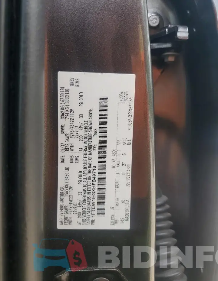 1FTEW1EGXHFB49718 Photo# 12