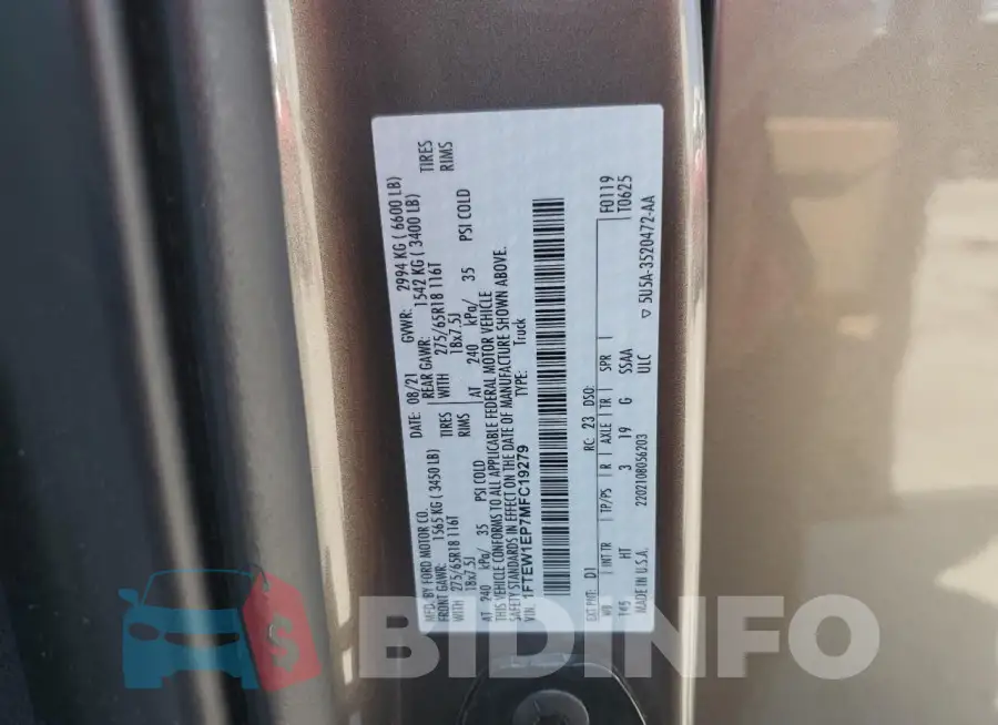 1FTEW1EP7MFC19279 Photo# 12