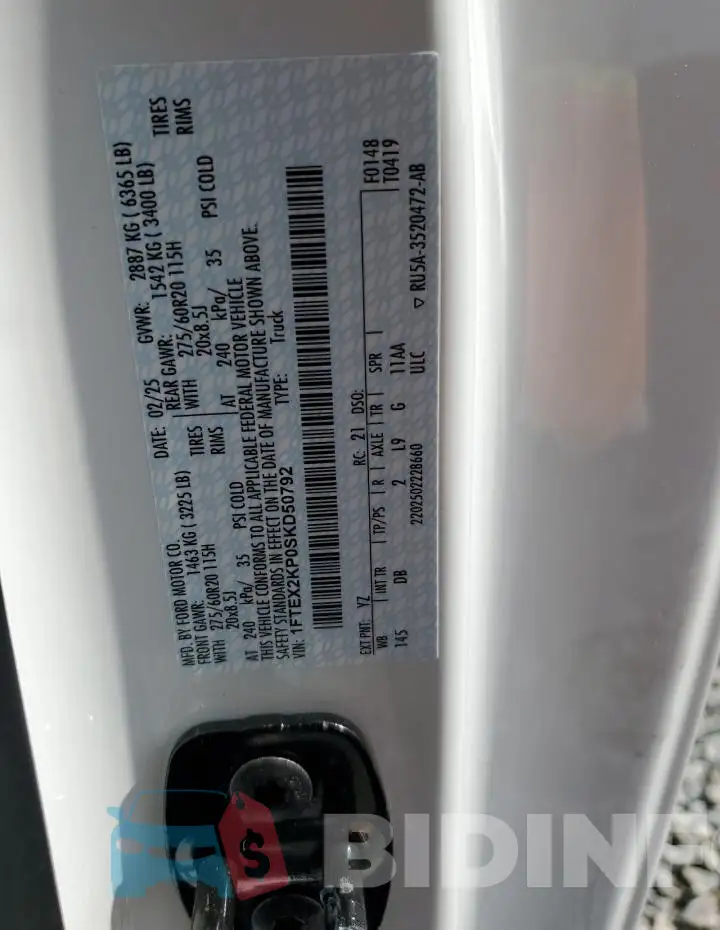 1FTEX2KP0SKD50792 Photo# 12