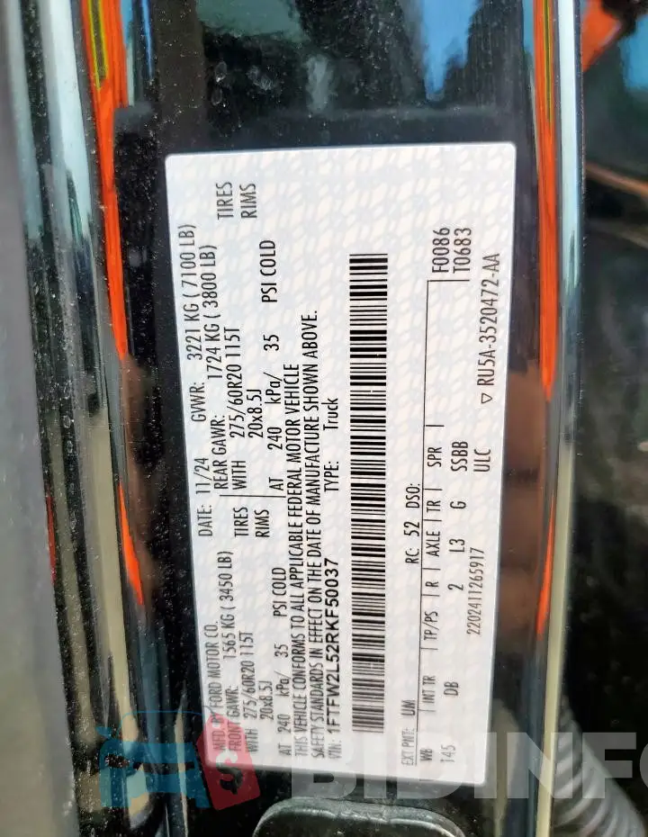 1FTFW2L52RKF50037 Photo# 12