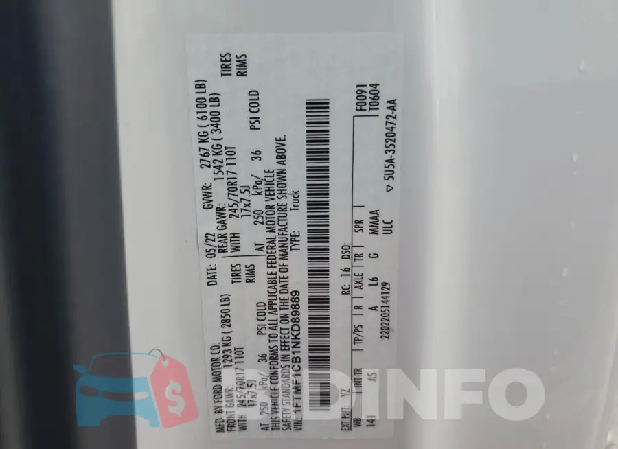 1FTMF1CB1NKD89889 Photo# 12