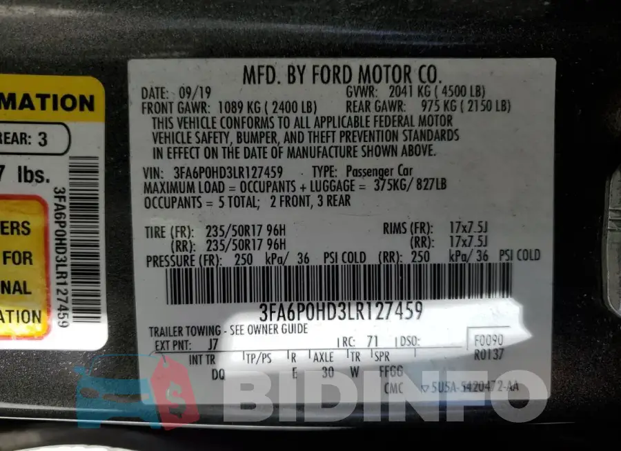 3FA6P0HD3LR127459 Photo# 12