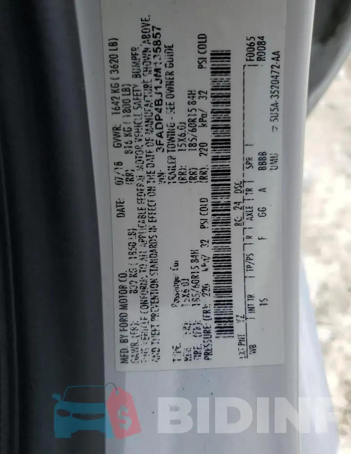 3FADP4BJ1JM135857 Photo# 12