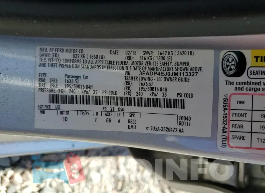 3FADP4EJ0JM113327 Photo# 12