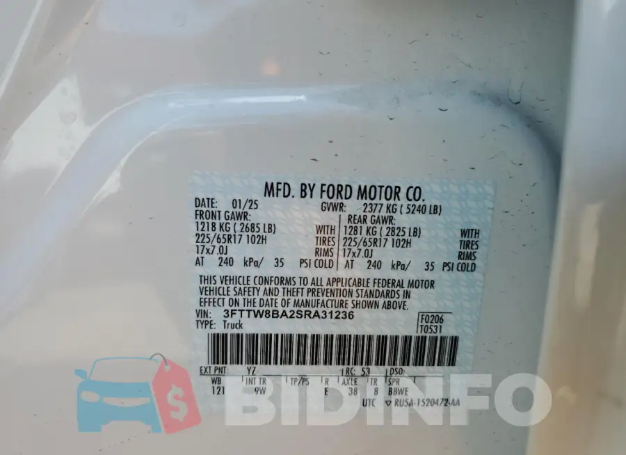 3FTTW8BA2SRA31236 Photo# 12