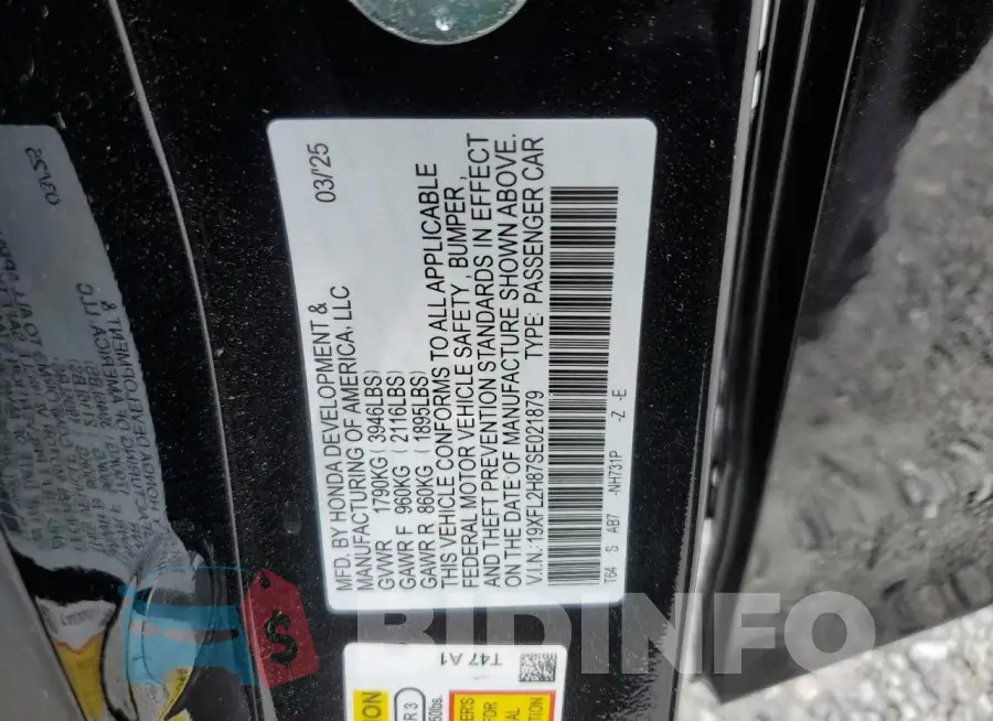 19XFL2H87SE021879 Photo# 12