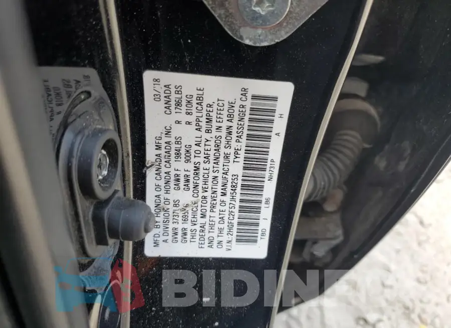2HGFC2F57JH548253 Photo# 13