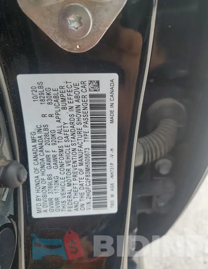 2HGFC2F83MH505673 Photo# 12