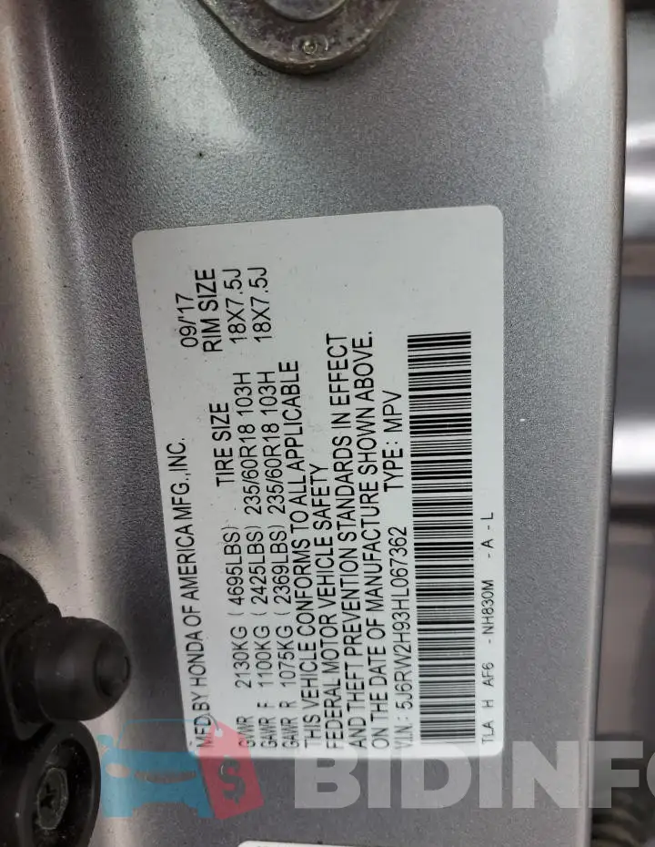 5J6RW2H93HL067362 Photo# 13