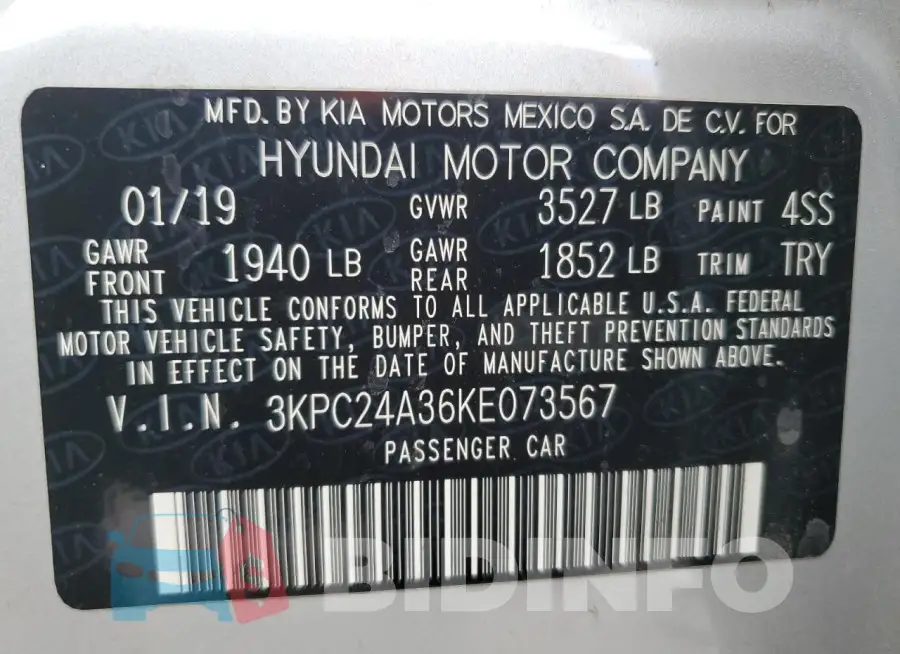 3KPC24A36KE073567 Photo# 12