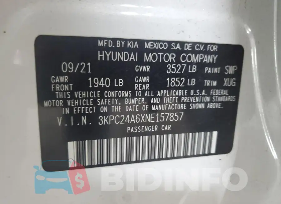 3KPC24A6XNE157857 Photo# 12