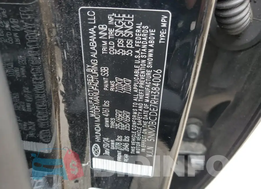 5NMJBCDE7RH384006 Photo# 13