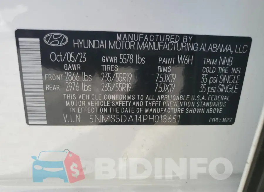 5NMS5DA14PH018651 Photo# 14