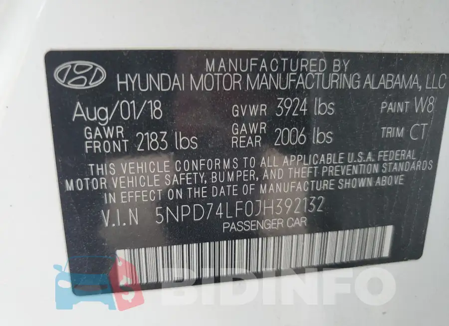 5NPD74LF0JH392132 Photo# 12