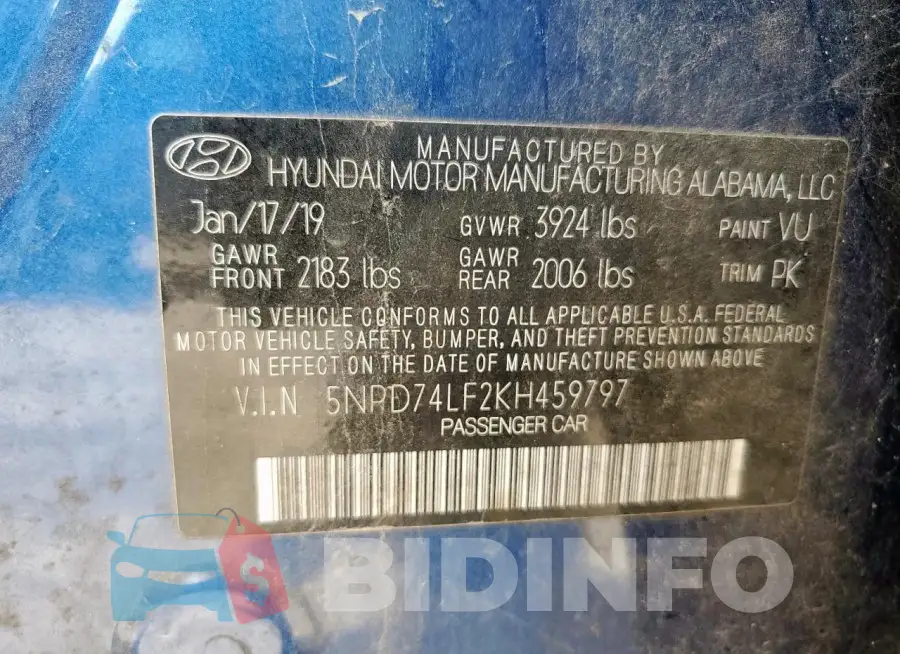 5NPD74LF2KH459797 Photo# 12
