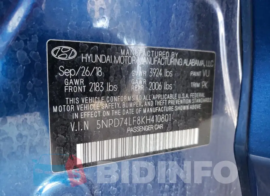 5NPD74LF8KH410801 Photo# 12