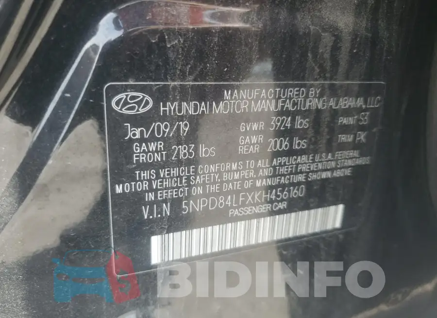 5NPD84LFXKH456160 Photo# 12