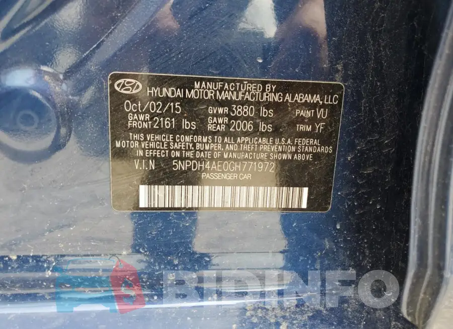 5NPDH4AE0GH771972 Photo# 12