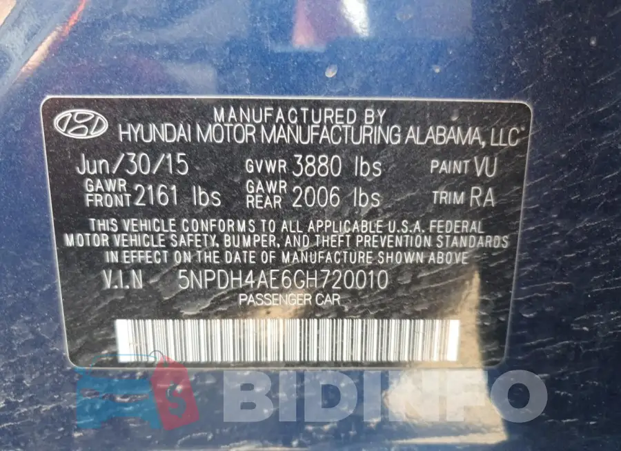 5NPDH4AE6GH720010 Photo# 12