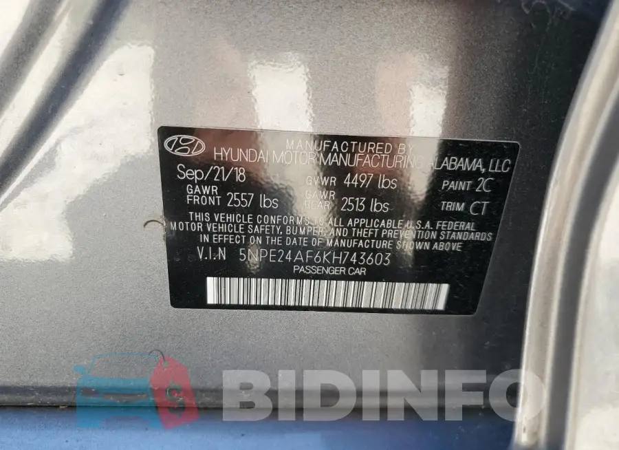 5NPE24AF6KH743603 Photo# 13