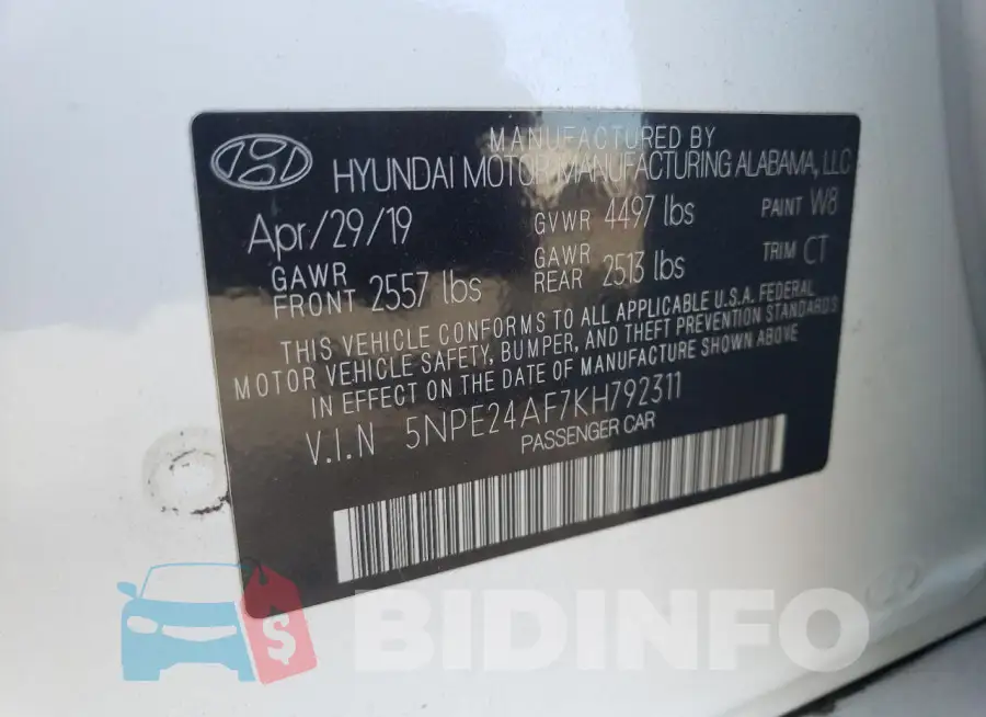 5NPE24AF7KH792311 Photo# 13