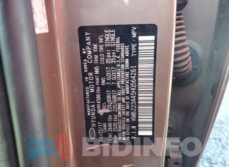 KM8J23A45HU564261 Photo# 13
