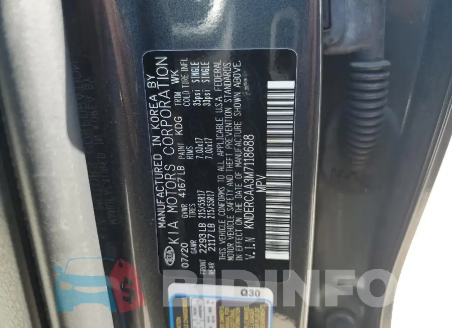 KNDERCAA3M7118688 Photo# 14