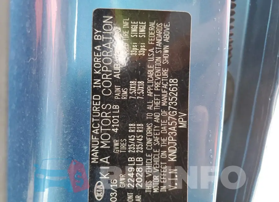 KNDJP3A57G7352618 Photo# 14