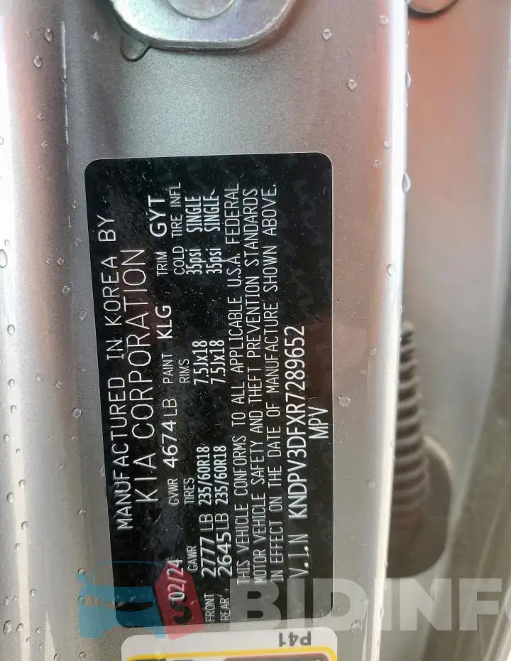 KNDPV3DFXR7289652 Photo# 13