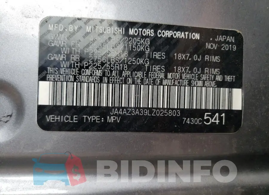 JA4AZ3A39LZ025803 Photo# 12