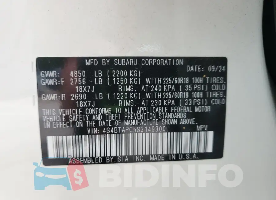 4S4BTAPC5S3149300 Photo# 13