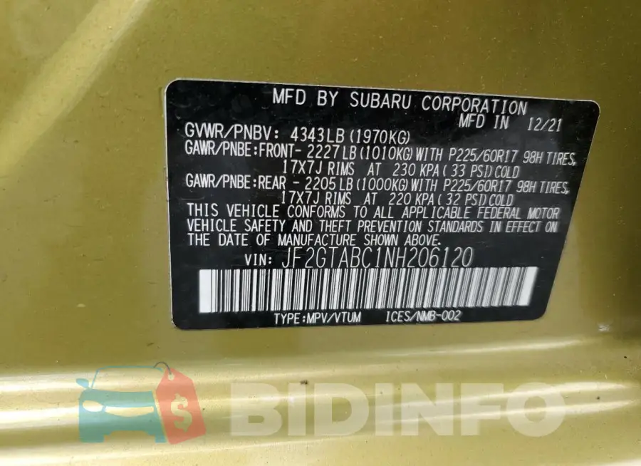 JF2GTABC1NH206120 Photo# 13