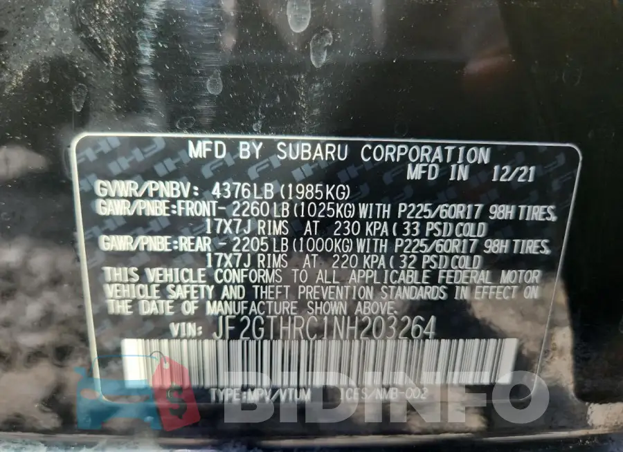 JF2GTHRC1NH203264 Photo# 14