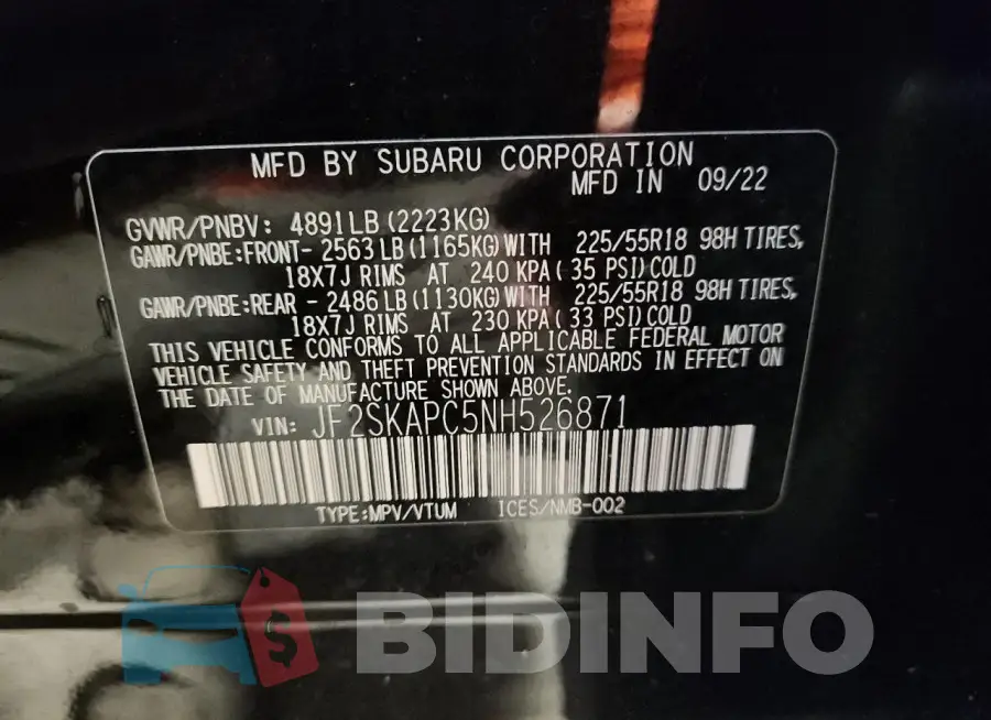 JF2SKAPC5NH526871 Photo# 13
