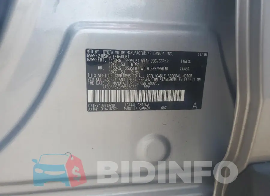 2T3DFREV8HW567072 Photo# 14