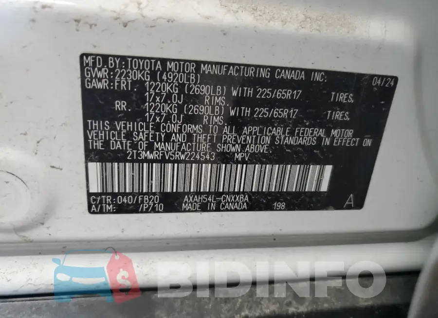 2T3MWRFV5RW224543 Photo# 13