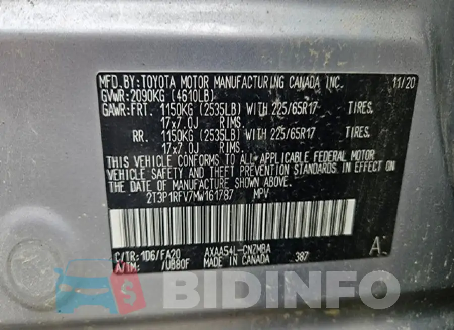 2T3P1RFV7MW161787 Photo# 11