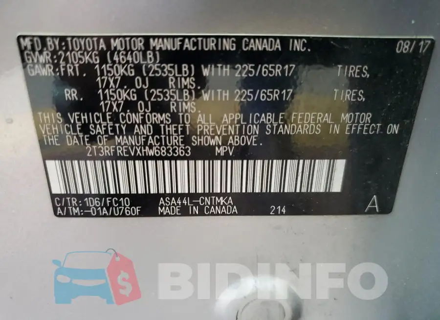 2T3RFREVXHW683363 Photo# 13