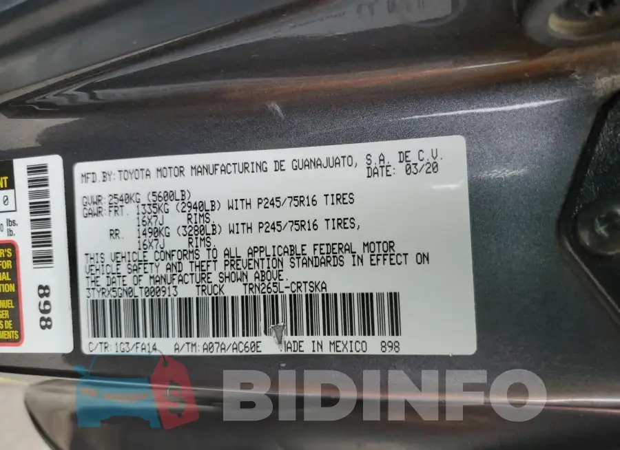3TYRX5GN0LT000913 Photo# 12