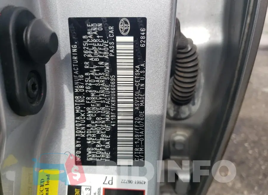 4T1BF1FK8HU660695 Photo# 13