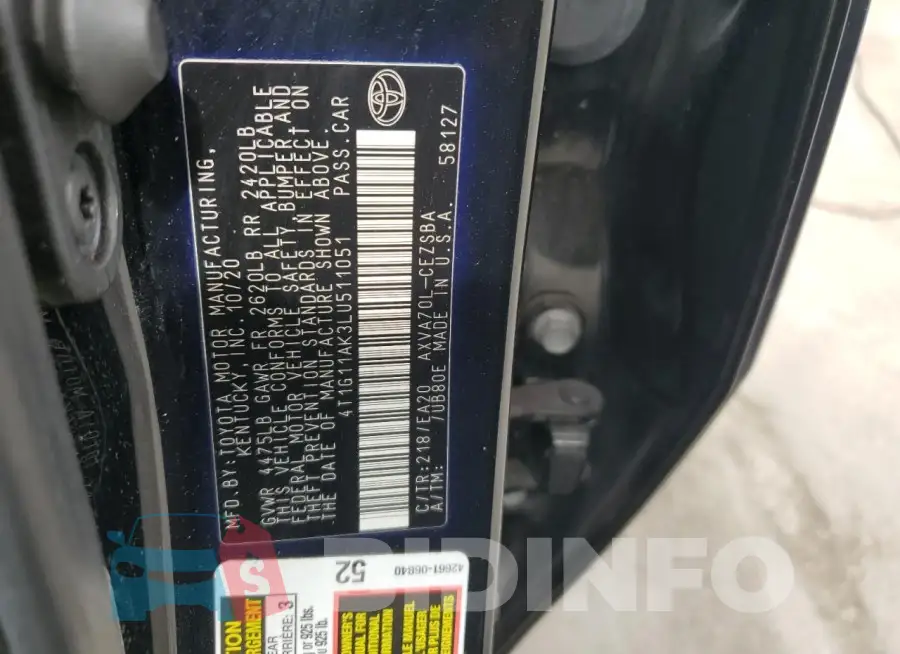 4T1G11AK3LU511051 Photo# 12