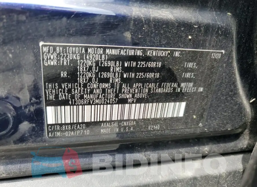 4T3D6RFV3MU024057 Photo# 13