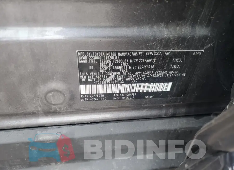 4T3E6RFV4PU113564 Photo# 13