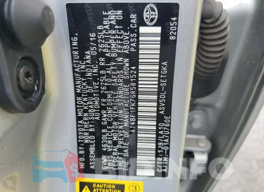 4T4BF1FK7GR581524 Photo# 13