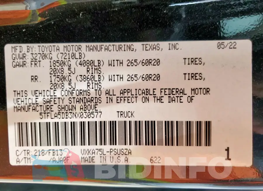 5TFLA5DB3NX030577 Photo# 12